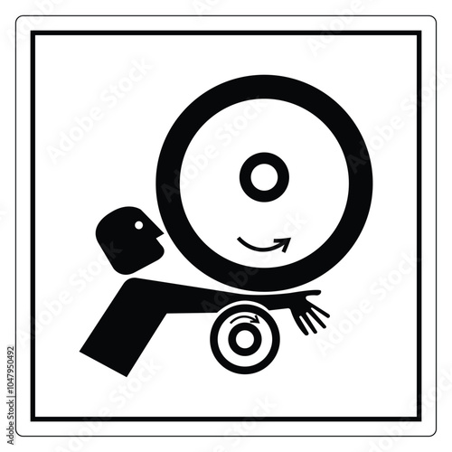 Person Preparing to Roll a Large Wheel Icon