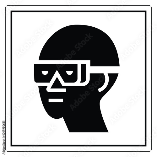 Safety Icon of Person Wearing Goggles for Protection