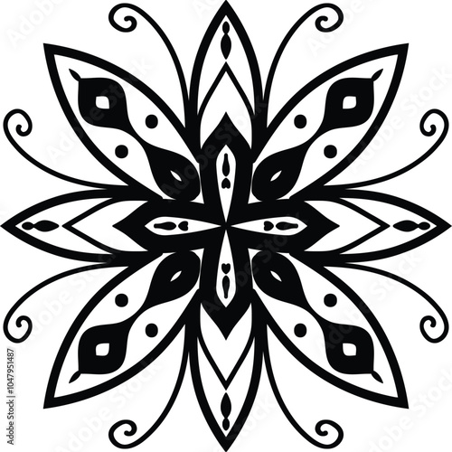 Flower Mandala Art Easy Circular Pattern in Form of Mandala With Flower for Henna, Mehndi, Tattoo, Decoration Decorative Ornament in Ethnic Oriental Style.