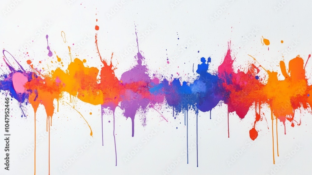 Fototapeta premium Colorful Paint Splatter Background Abstract Art Design Texture White Background