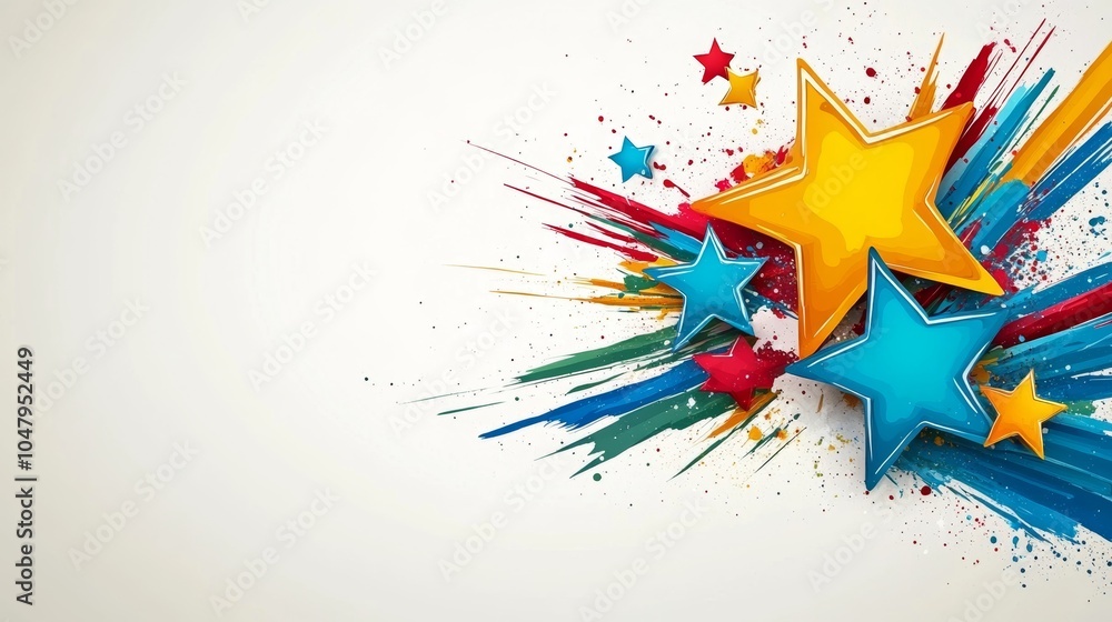 Obraz premium Colorful Starburst Background with Abstract Paint Splashes