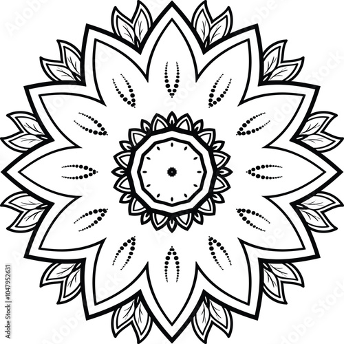 Flower Mandala Tattoo Circular Pattern in the Form of a Mandala Decorative Ornament in Ethnic Oriental Style.