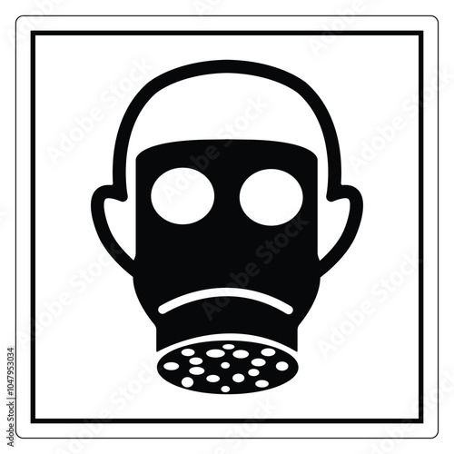 Face Icon with Gas Mask and Polka Dot Background