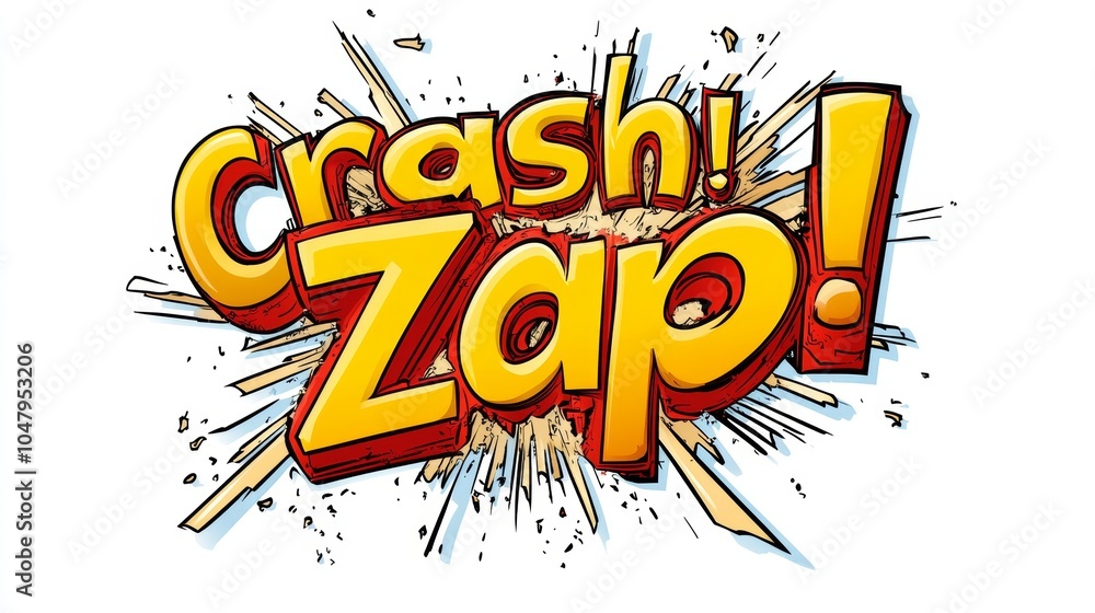 Naklejka premium Cartoon Comic Book Sound Effect Crash Zap Explosion Graphic