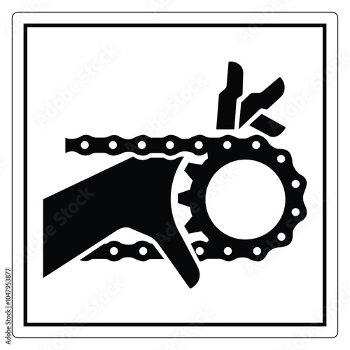 Warning Sign for Chain and Gear Safety Precautions