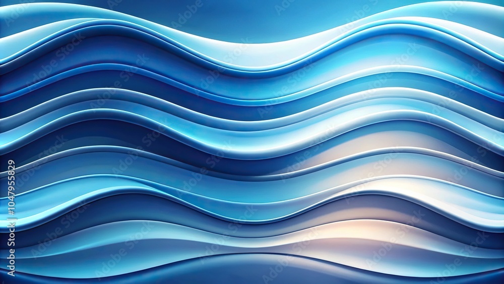 Obraz premium Symmetrical wavy flowing abstract blue white gradient modern minimalist fluid dynamics contemporary background wallpaper