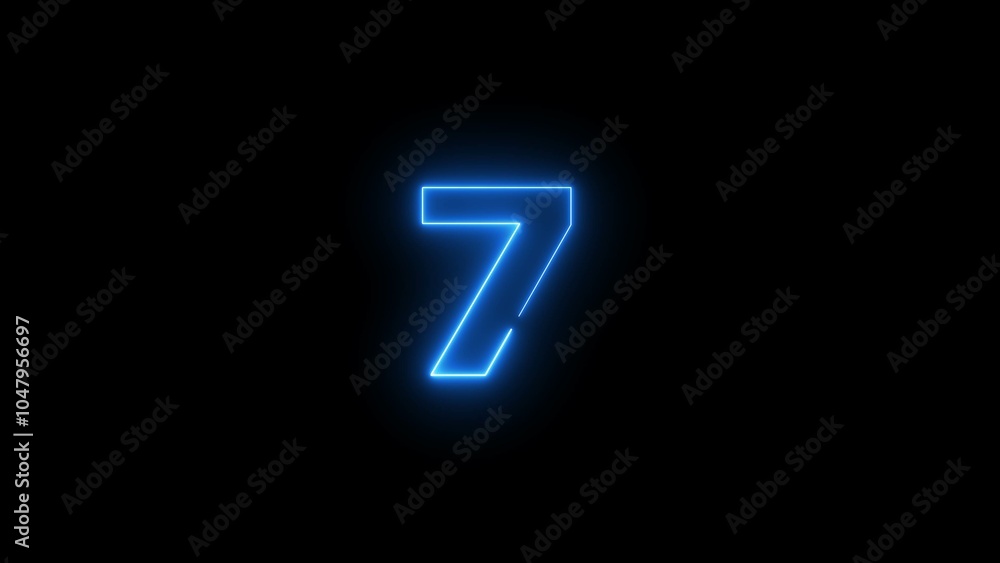 Abstract neon light countdown 7 number illustration background 4k. Abstract neon light countdown 7 number illustration background 4k.
