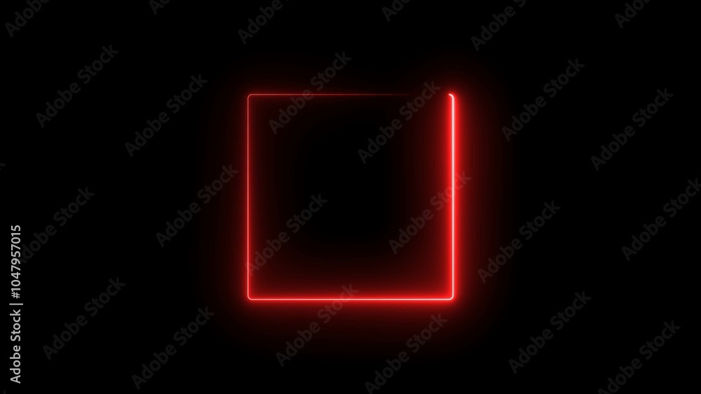 glowing red neon line rectangle frame background 4k illustration. glowing red neon line rectangle frame background 4k illustration.
