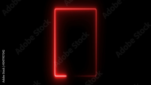 Abstract neon line glowing rectangle frame background 4k illustration.