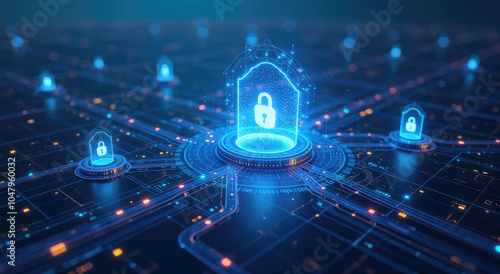 Cybersecurity in Action: Futuristic AI Defense Shields Protecting Financial Hubs