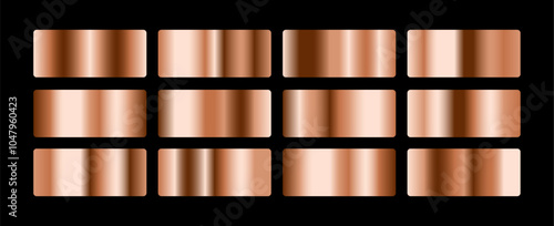 set of metallic rose gold gradient palette for web presentation