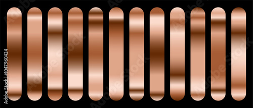collection of shiny rose gold swatch palette for ui/ux element