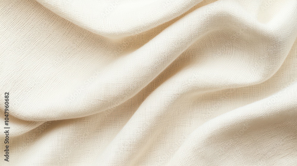 Soft, textured cream fabric draping elegantly Soft, textured cream fabric draping elegantly