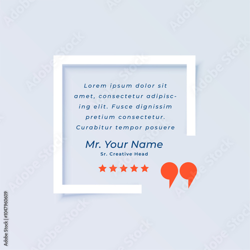 stylish testimonial quote frame template for review or remark