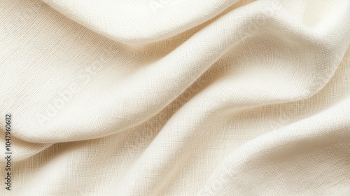 Soft, textured cream fabric draping elegantly photo