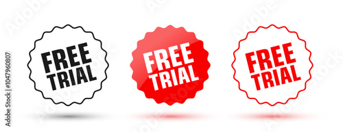 set of three free trial or demo badge sign design