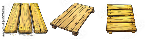 Wooden Planks on Transparent Background for Design Use