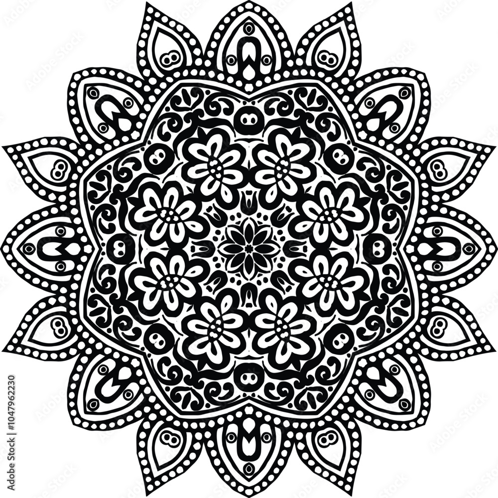Mandala Clip Art Black and White Circular Pattern in the Form of a Mandala Decorative Ornament in Ethnic Oriental Style. Mandala Clip Art Black and White Circular Pattern in the Form of a Mandala Decorative Ornament in Ethnic Oriental Style.
