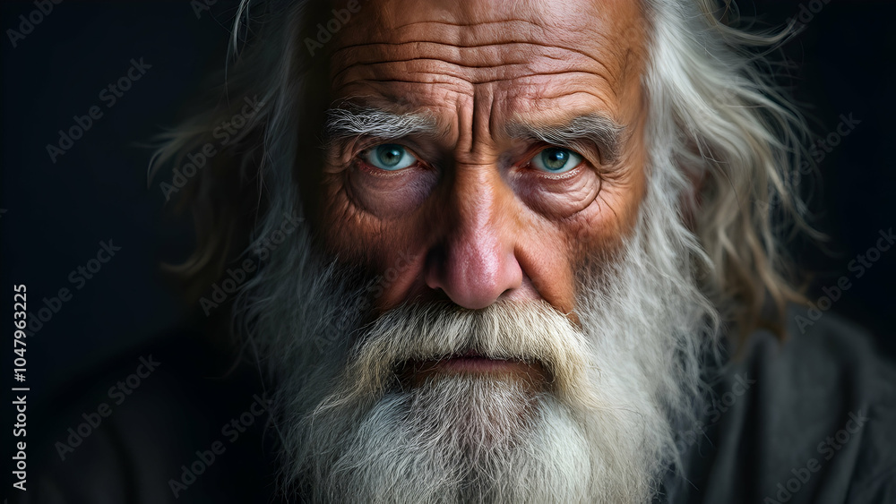 Elderly Man with Intense Expressions and Blue Eyes Elderly Man with Intense Expressions and Blue Eyes