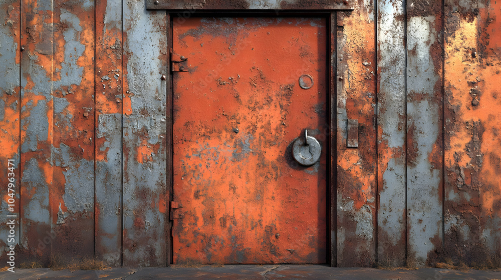 Rusty Metal Door and Wall - Industrial Background Rusty Metal Door and Wall - Industrial Background