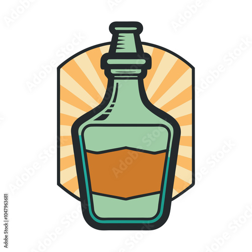 Vintage Bottle Retro Vintage Illustration T-shirt Design Art.