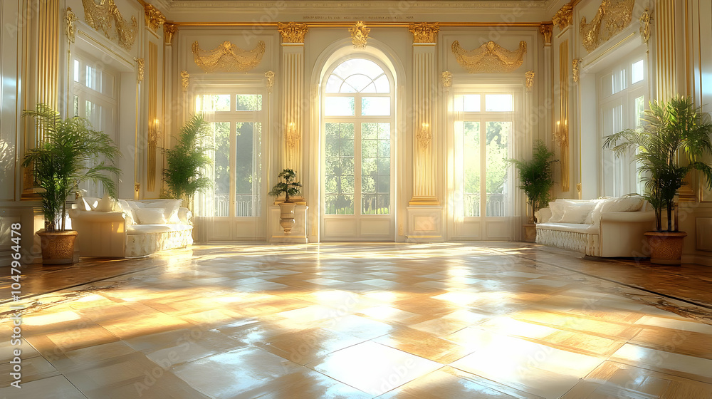 Sunlit Elegant Room 3D Illustration Sunlit Elegant Room 3D Illustration