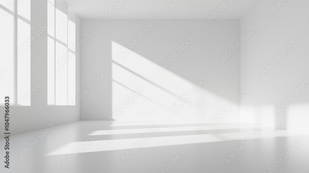 Fototapeta premium Minimalist White Room with Soft Light and Shadows