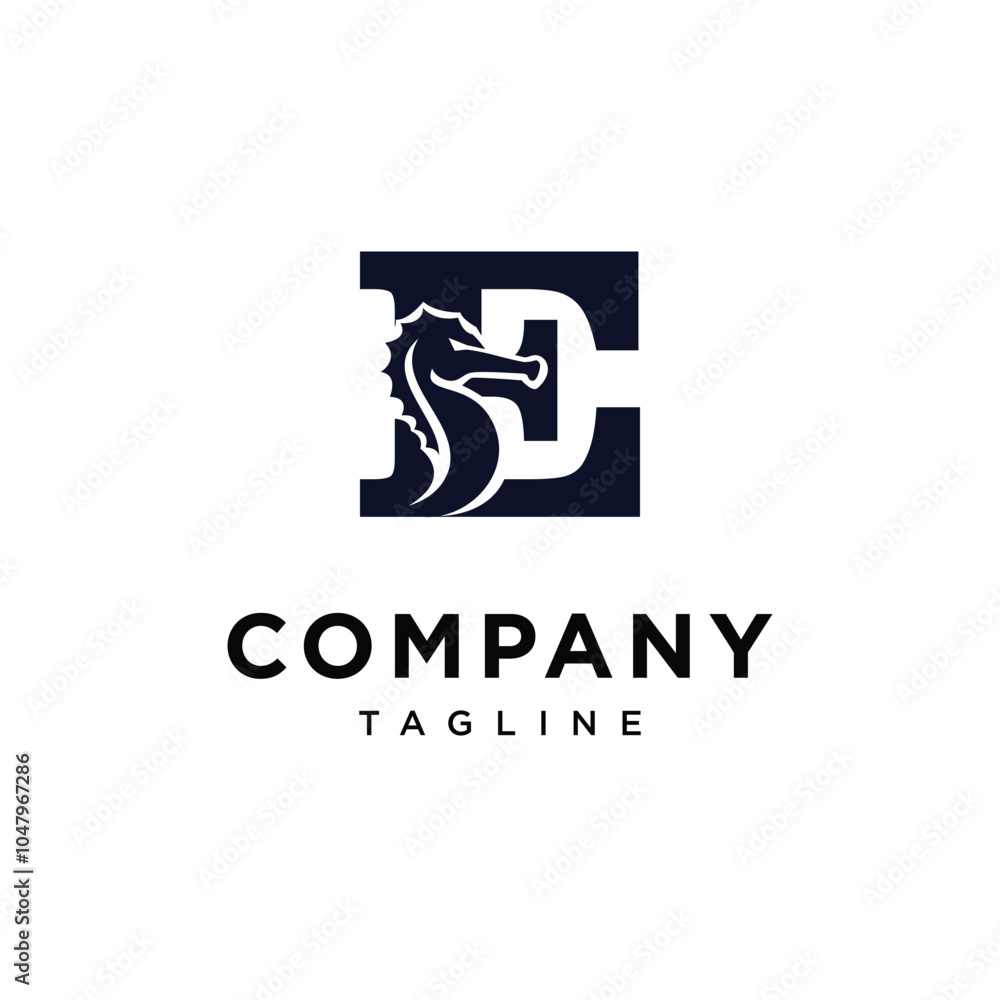 Letter E Sea Horse Logo Icon Vector Letter E Sea Horse Logo Icon Vector