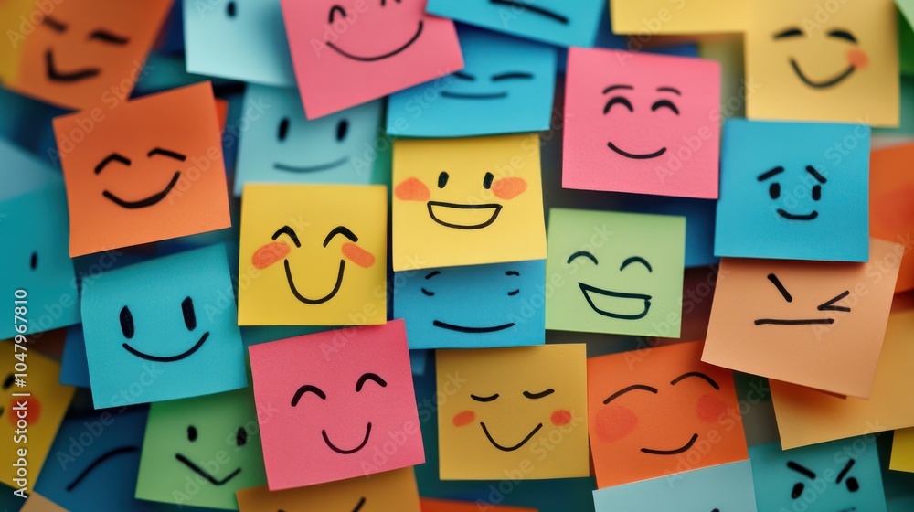 Smiling Faces on Sticky Notes