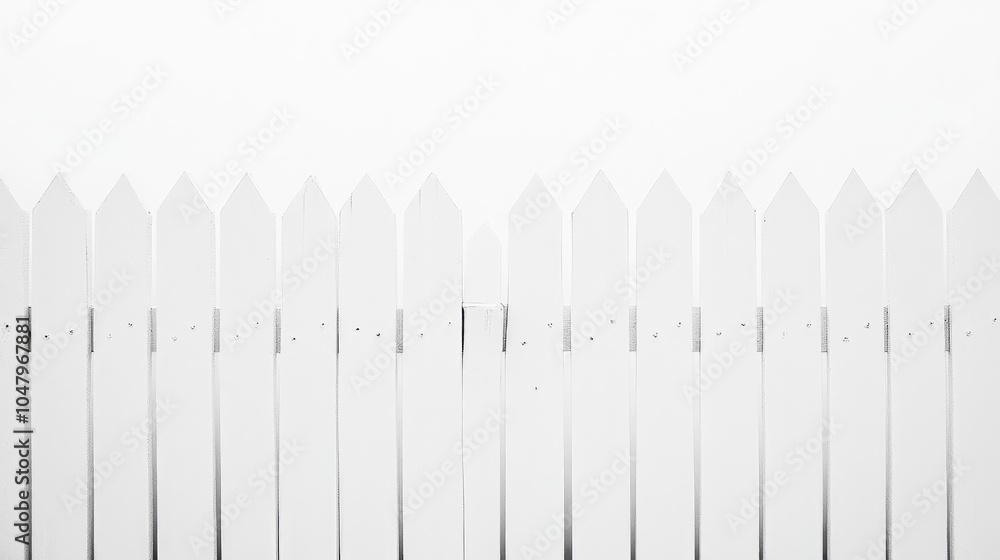 Fototapeta premium Clean White Picket Fence Against White Background