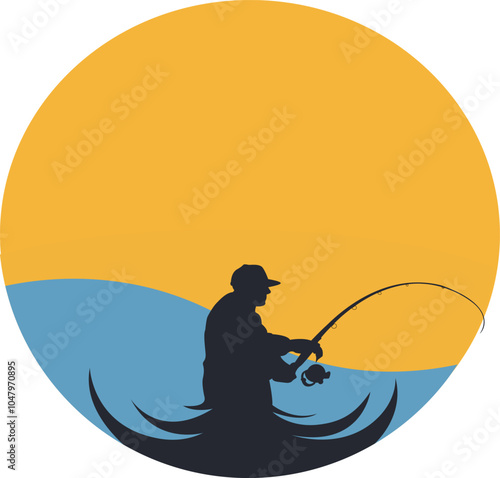 Fisherman fishing mania club logo
