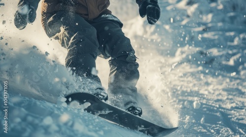 Man snowboarding on a snow mountain, AI generated image