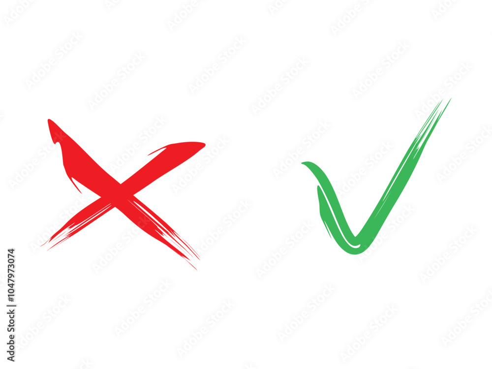 cross sign x and checkmark green brush vector transparent background cross sign x and checkmark green brush vector transparent background