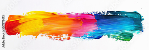 A paint brush stroke is isolated on a white background.