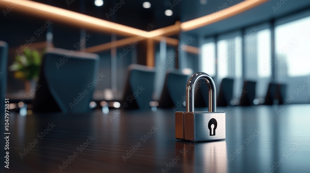 Fototapeta premium Padlock on a Conference Table