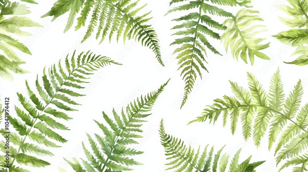 A beautiful arrangement of green ferns on a white background, perfect for nature-themed designs and botanical illustrations. A beautiful arrangement of green ferns on a white background, perfect for nature-themed designs and botanical illustrations.