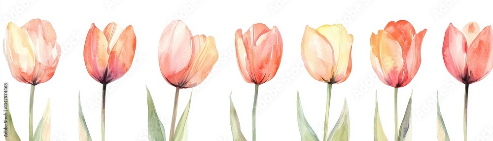 A beautiful arrangement of pastel-colored tulips showcasing nature's elegance and springtime charm. A beautiful arrangement of pastel-colored tulips showcasing nature's elegance and springtime charm.