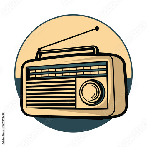 Old Radio Retro Vintage Illustration T-shirt Design Art.