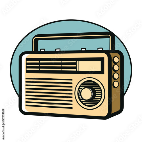 Old Radio Retro Vintage Illustration T-shirt Design Art.