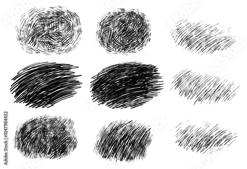 Sketch Doodle Pencil lines and hatching: Hand-Drawn Scribble illustration Set, on a transparent background