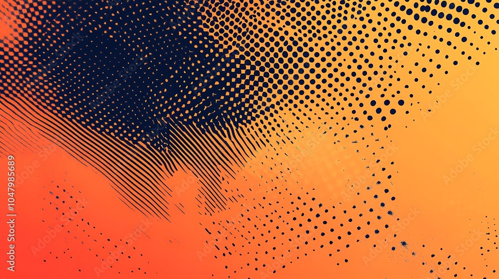 custom made wallpaper toronto digitalAbstract orange and black background with polka dots and lines.
