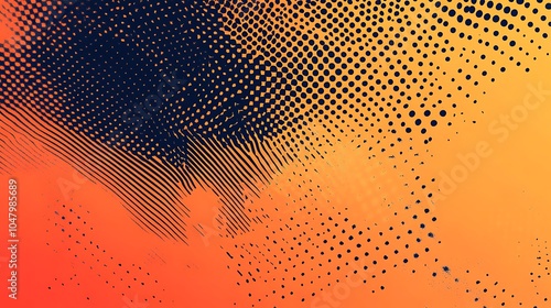 Wallpaper Mural Abstract orange and black background with polka dots and lines. Torontodigital.ca