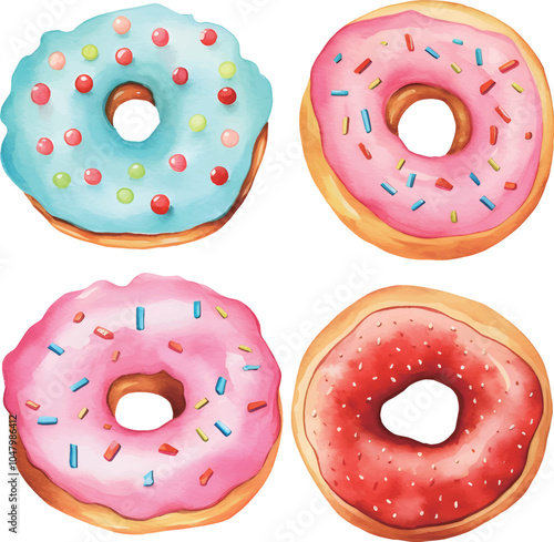 set of donuts isolated on white