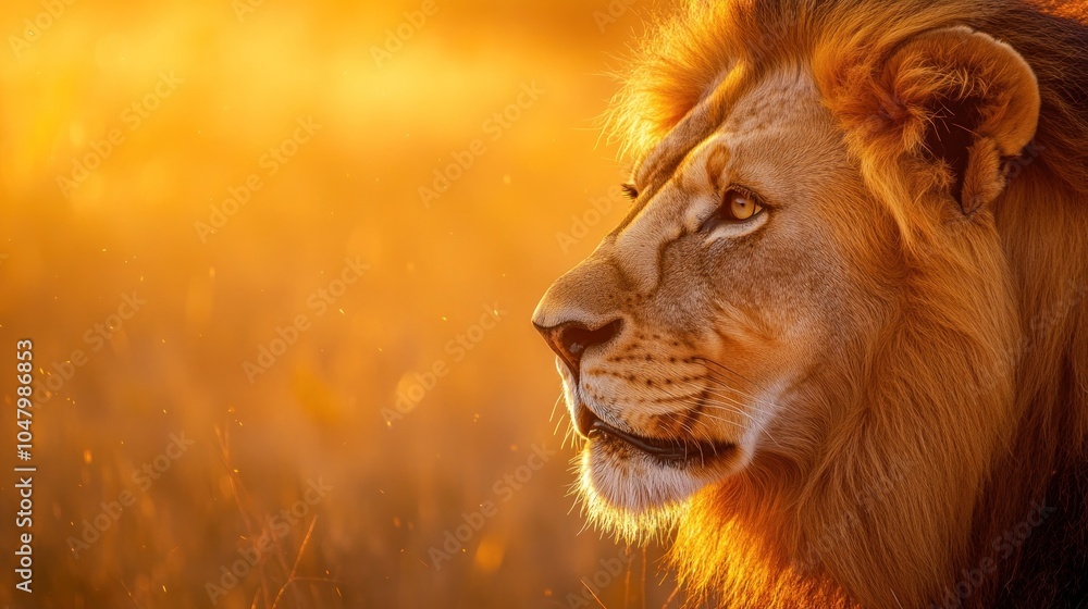 Naklejka premium Majestic Lion at Sunset