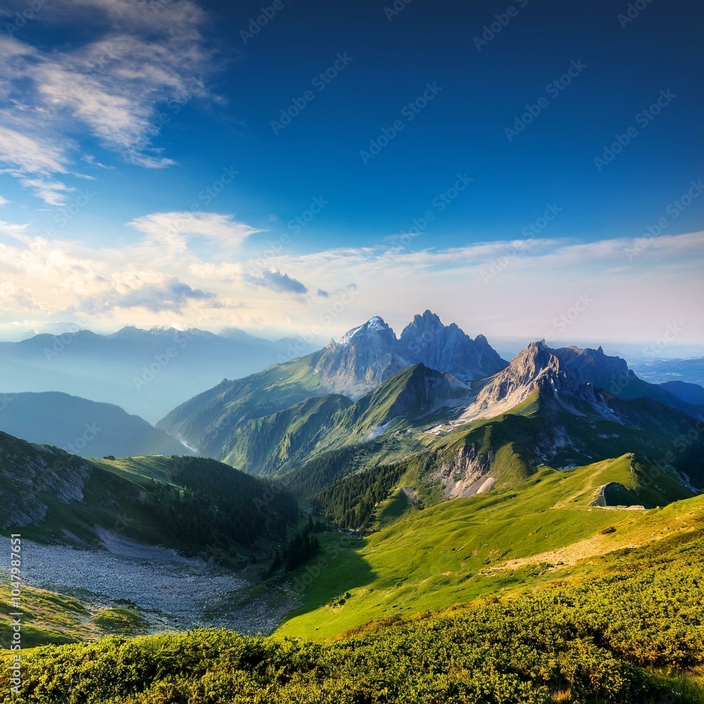 Naklejka premium 山の風景はきれいだ