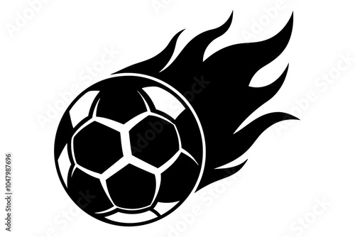 Fire soccer ball | isolated vector silhouette illustration on white background