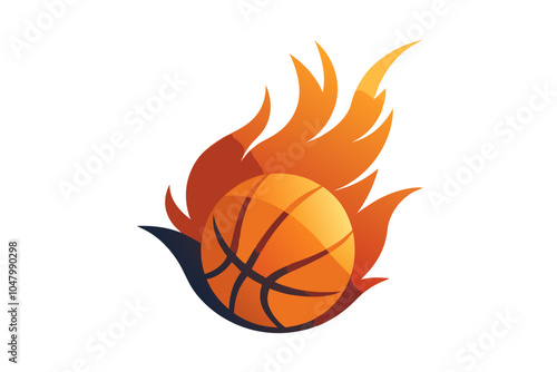 Fire basketball | isolated vector silhouette illustration on white background