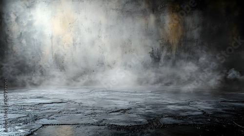 Dark Grunge Concrete Wall With Smoke Background Illustration