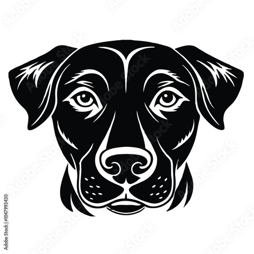 create a dog head silhouette vector with white background