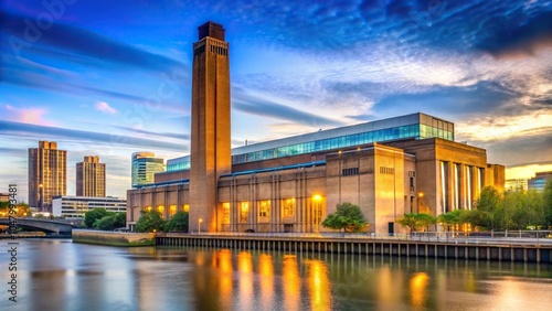 Tate Modern art gallery in South Bank power station with London skyline photo